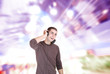 Handsome man over abstract  background