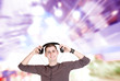 Handsome man over abstract  background