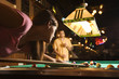 Young Woman Shooting Pool
