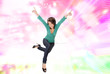 sexy showgirl girl over abstract  background