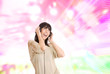sexy showgirl girl over abstract  background