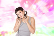 sexy showgirl girl over abstract  background