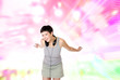 sexy showgirl girl over abstract  background