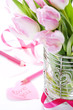 Love message and tulips