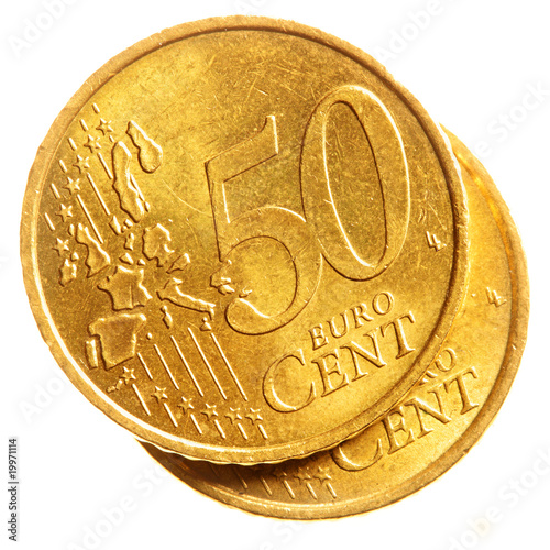 Photo: Fifty euro cent coins Fifty euro cent coins