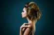 Fashion photo of beautiful nude woman with long hair