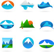 Vektor: Collection of mountain related icons Collection of mountain related icons
