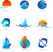Collection of sea related icons Collection of sea related icons