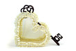 Wedding heart with rusty key. Isolated over white background