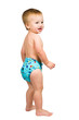 Cute Baby Boy Isolated Wearing Cloth Diaper