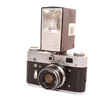 Old photo camera with flash