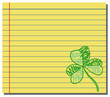 Hand drawn shamrock on yellow note paper