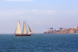 Schooner sails past Point Loma near San Diego, California