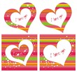 Set of striped hearts with inscription 