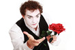 mime holding  rose , Valentine's day concept