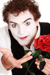mime holding red rose , Valentine's day concept