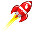 Hand grenade icon on on red retro rocket ship Hand grenade icon on on red retro rocket ship