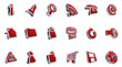 18 red 3D icons