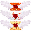 Love letter with wings and wax seal in the shape of heart