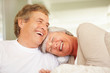 Romantic retired couple enjoying a conversation together
