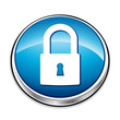 Blue padlock button for security concept