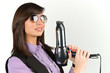 Photo : Hairdryer gun holding by a woman