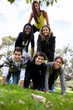 Human pyramid outdoors