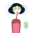 Spa - woman with facial mask. Vector Illustration.