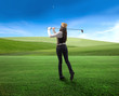 Playing golf
