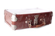 old dusty brown leather suitcase
