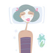 Spa - Girl with facial sea mask. Vector illustration.