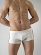 attractive male body in white underwear