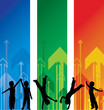 children playing with arrow background