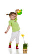 Pretty little girl watering the flower Pretty little girl watering the flower