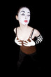 woman mime in white gloves woman mime in white gloves