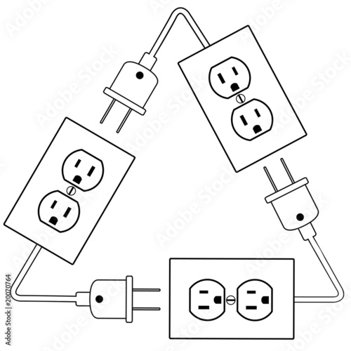 Vector: Electrical outlets plug recycle renewable electric energy Electrical outlets plug recycle renewable electric energy