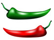 Red and green hot chili peppers