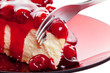 Cherry Cheesecake with Fork