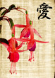 Beautiful pink flower on old papyrus