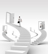 Man goes on the stairs