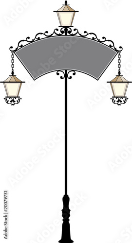 Vector: Wrought Iron Signage with Lamp Wrought Iron Signage with Lamp