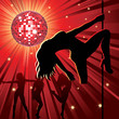 woman stripping, disco-ball and glitters