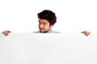 holding blank banner