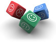 3d dice with smileys - RGB colours 3d dice with smileys - RGB colours