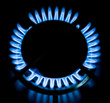 Blue gas flames burning