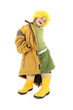 Jeune fille déguisé, bottes et perruque jaune
