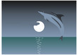 Illustration of a jumping dolphin over a moonlight - vector Illustration of a jumping dolphin over a moonlight - vector