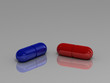 Red pill or Blue pill ? Gray reflective background. Red pill or Blue pill ? Gray reflective background.