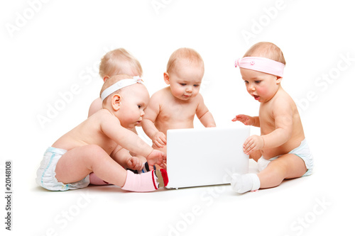 Photo: Babies working at laptop Babies working at laptop