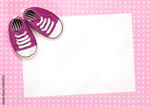 Pink Baby Shoes on Blank Card With Pink Baby Shoes    Ruth Black  20150751   Portfolio